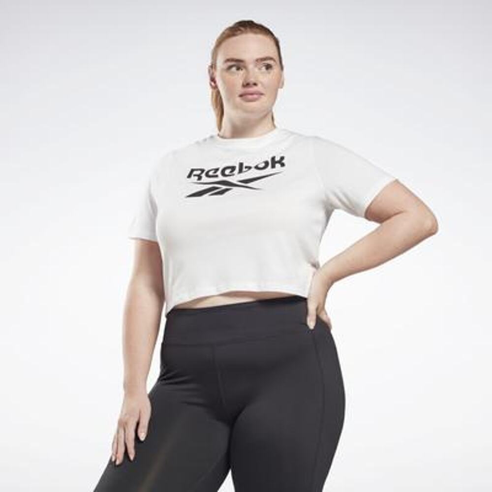 Reebok Plus Size cropped  Logo T-Shirt white 3X
